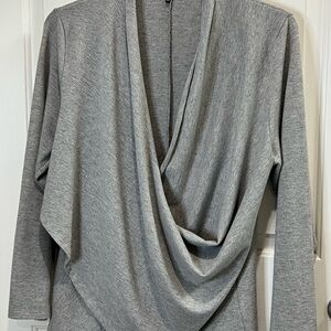 1 State faux cross wrap front long sleeve gray sweater size XXL